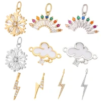 charms for jewelry making supplies gold color rainbow lightning cloud snow diy earring necklace metal copper mosaic cz zircon