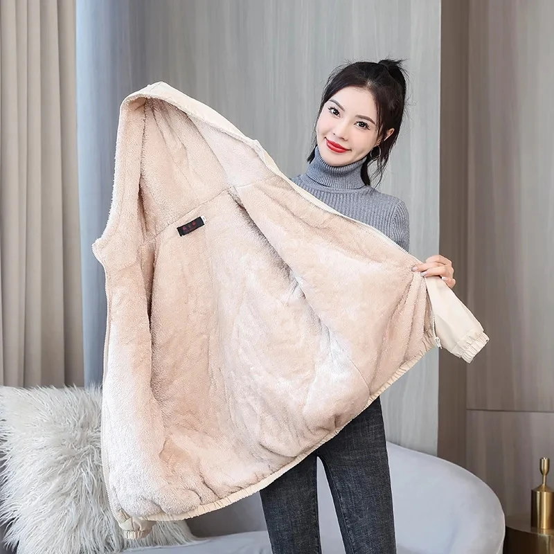 Down Cotton Jacket Womens 2022 Winter New Fashion Loose Versatile Slim Padded Jacket Women Large Size Hooded Plus Velvet Parkas
