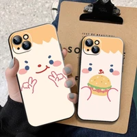 cute cartoon expression couple phone case for iphone 11 pro max 12 13 mini x xs xr 7 8 plus se2020 soft silicon shockproof cover
