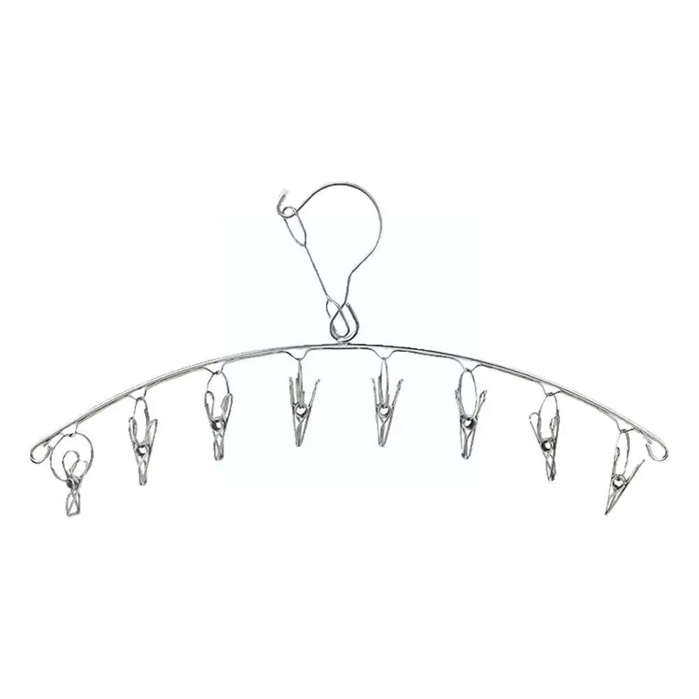 

Stainless Steel Sock Rack Windproof Arc 8 Clip Solid Striped Hanger Back Hanger Hanger Multi-purpose Drying Rack Hanger F4X8