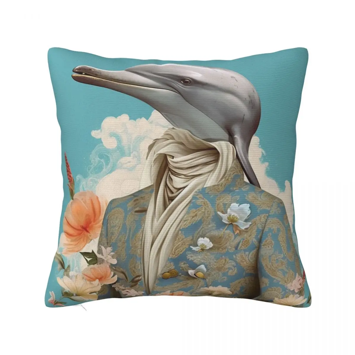 

Dolphin Pillow Case Dapper Clothing Multi Style Art Spring Decorative Pillowcase Polyester Cushion Zipper Cover
