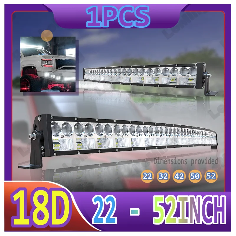 

LeMing 18D Offroad Lights Bar 22"32"42"50"52" inch LED Work Light LED Bar for Tractor Boat Lada 4WD 4x4 Truck SUV ATV 12V 24V