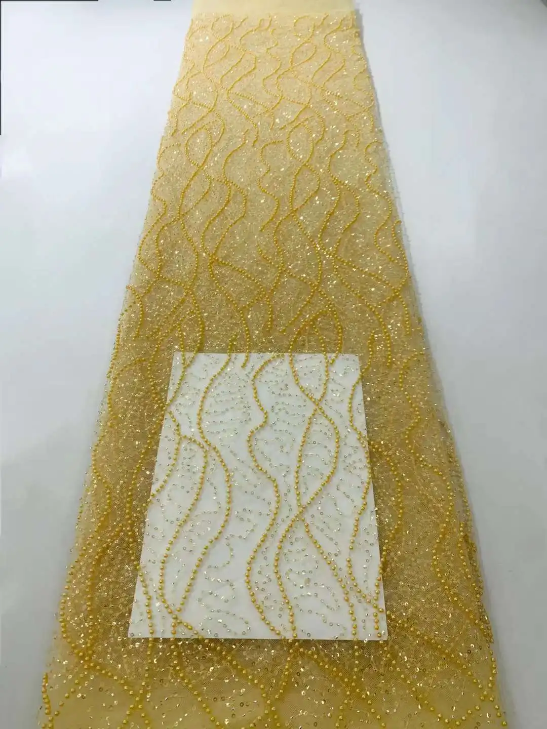 

Новейшая Роскошная 2023 французская вышивка из бисера, кружевная ткань, африканская нигерийская ткань с блестками для свадебного платья, 5 ярдов
