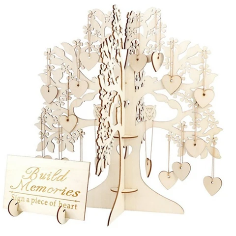 Свадебная Гостевая книга, Дерево желаний, 3D гравировка, деревянное сердце, подвеска, украшение для свадьбы, подарок, знак, сувенирное искусство