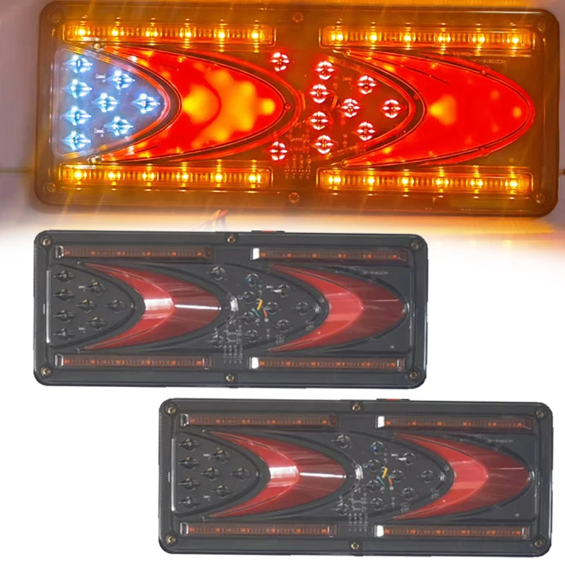 

2PCS 24V Dynamic LED Truck Tail Light Turn Signal Rear Brake Lights Reverse Signal Lamp Trailer Lorry Bus Camper Caravan