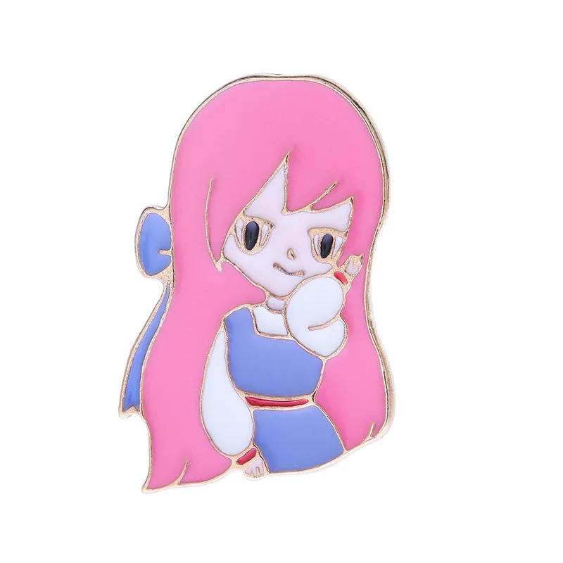 

Glamour Alloy Dripping Oil Cartoon Long Haired Girl Icons Backpack Clothing Girl Brooch Button Pin for Friend Accessories