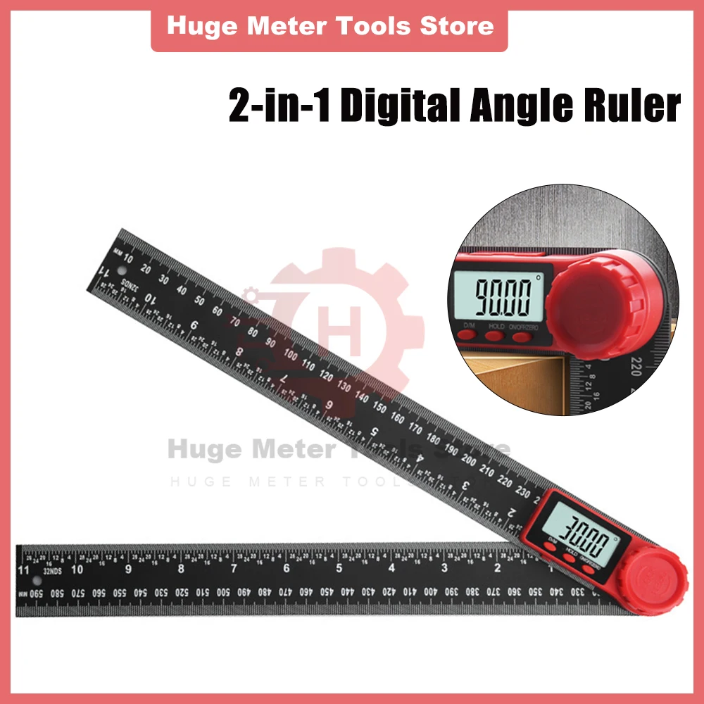 

200/300mm 2 in 1 Digital Angle Meter Inclinometer Angle Ruler Electronic Goniometer Protractor Angle Finder Wood Measuring Tool