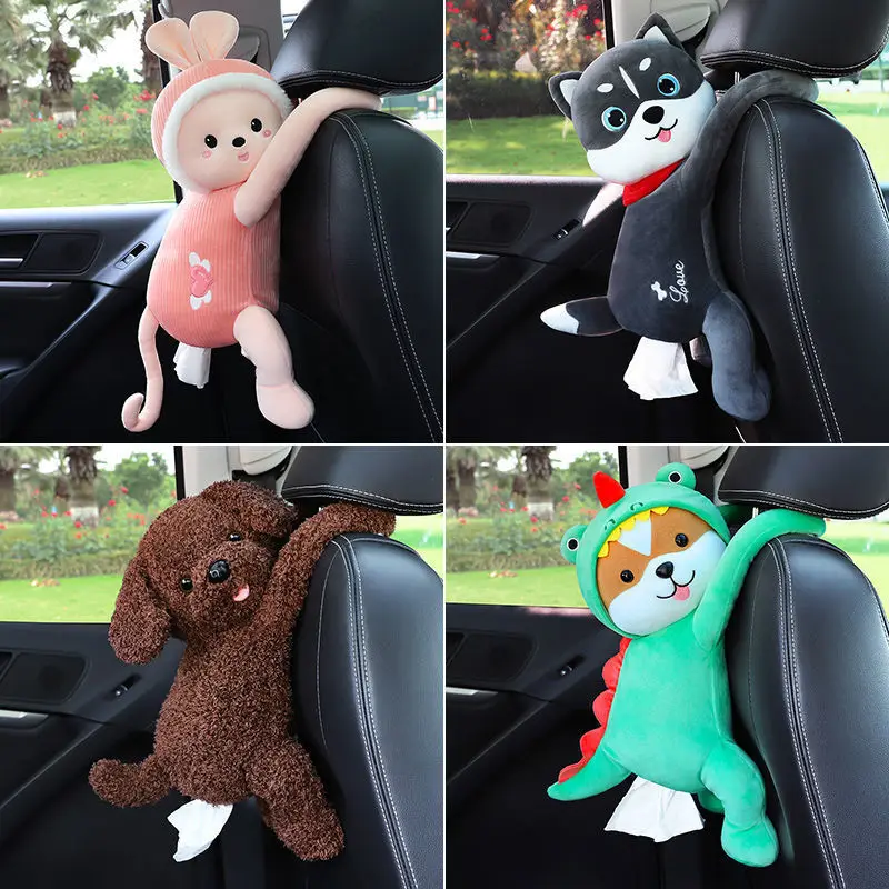 

Cute Cartoon Car Tissue Box Creative Lovely Rabbit Short Plush Tissue Box Holder for Car Armrest Box Car Seat Tissue Box