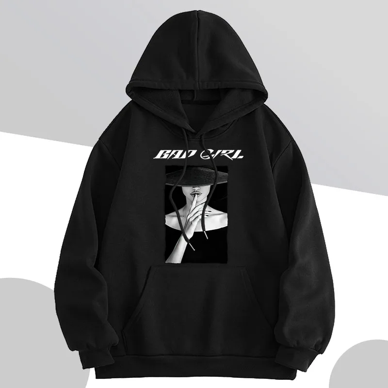 

Autumn/Winter2023 New Fashion Long Sleeve Printed Hoodies Front Pocket Inside Fleece Pullover Sweater Sweatshirts Hip Hop Unisex