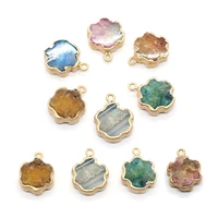 flower shape agate charms natural stone pendant trendy blue pendants diy making necklace earrings jewelry green geometric charms