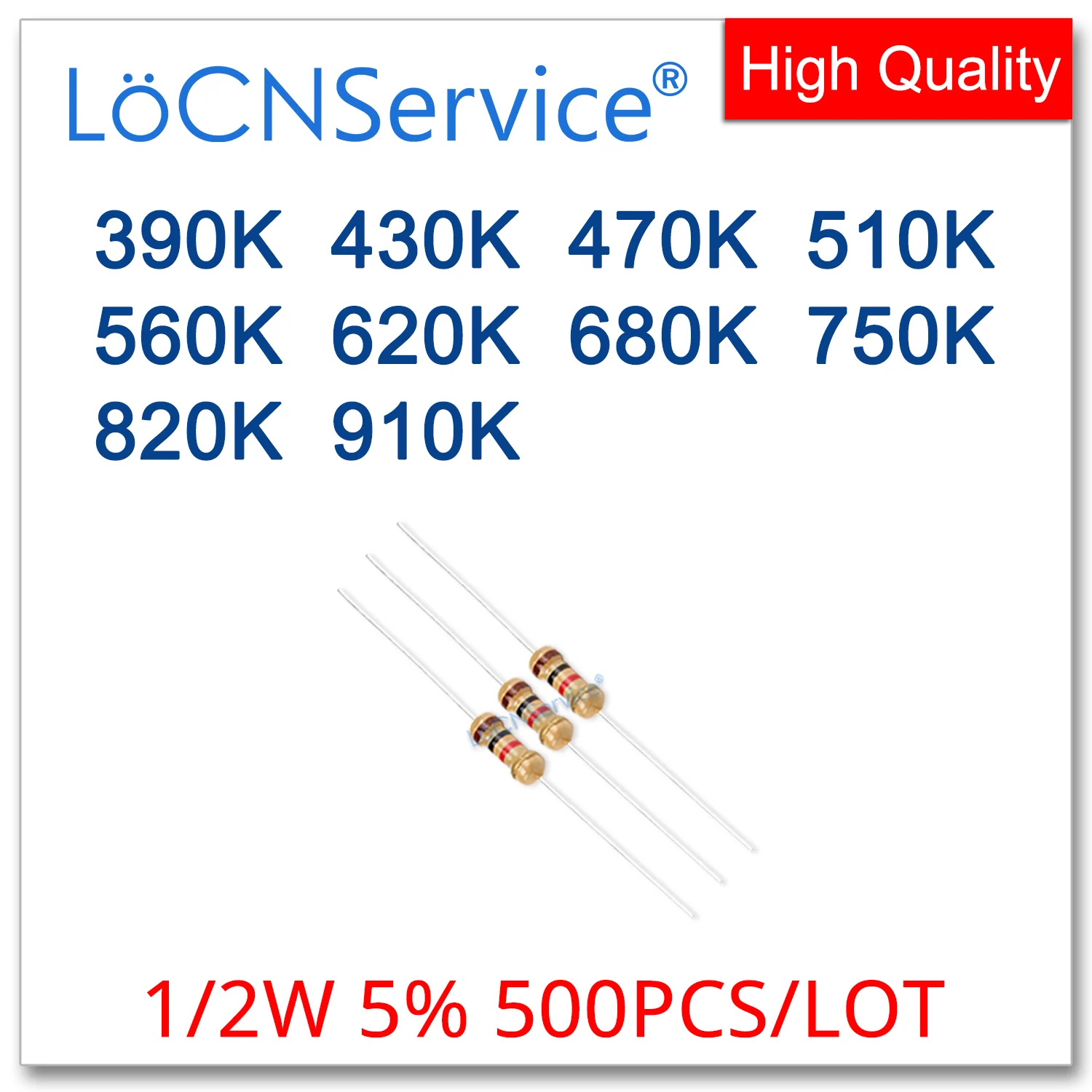 

LoCNService 500 шт./лот 5% 1/2 Вт 390K 430K 470K 510K 560K 620K 680K 750K 820K 910K карбоновый пленочный резистор DIP OHM