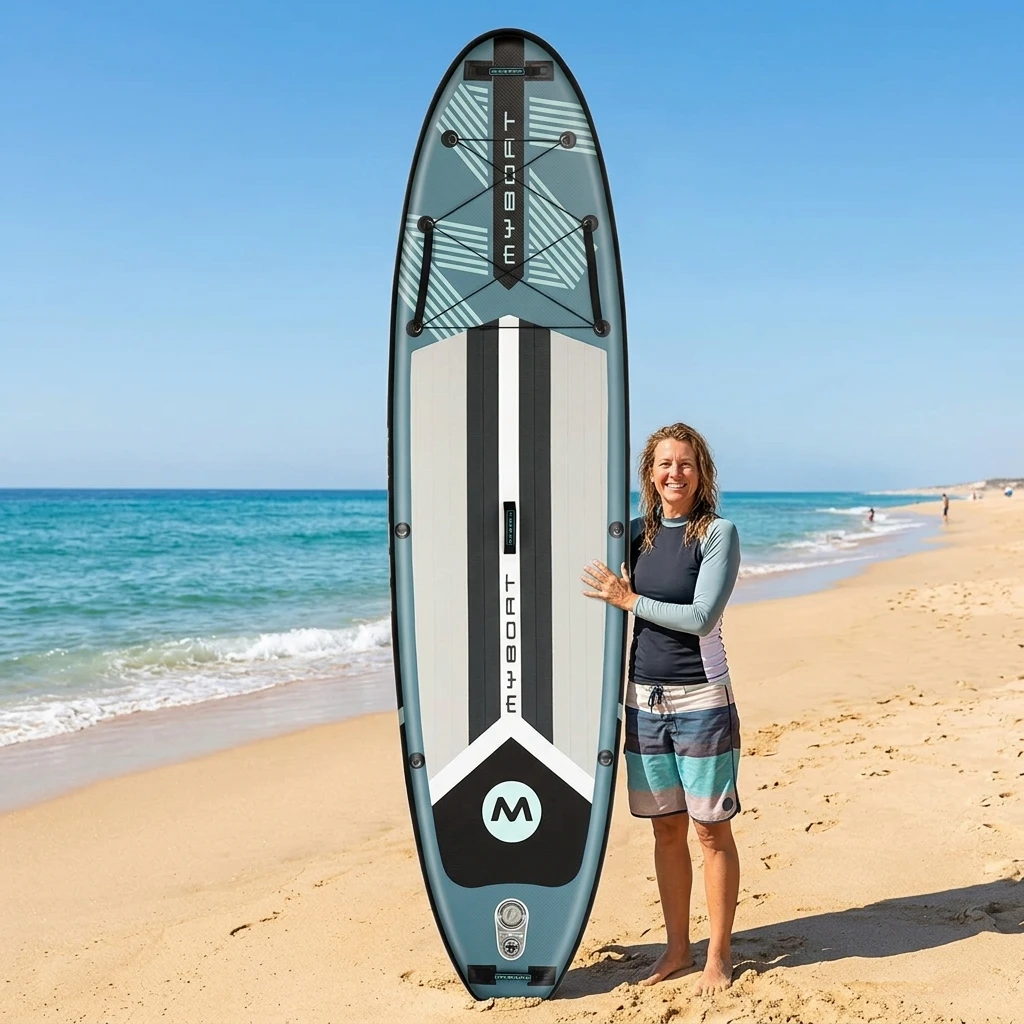 Фото Надувная доска для сапсерфинга MYBOAT Paddle Bpard Dropshipping 11'x33''x6'' с технологией Drop Stitch и сиденьем №1