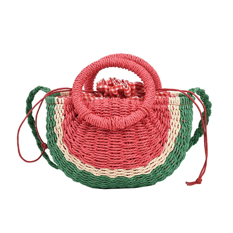 

2022 Funny Beach Holiday Straw Bag Large Capacity Watermelon Tote Bag Women's Fashion Creative Shoulder Bags Personalized Gifts
