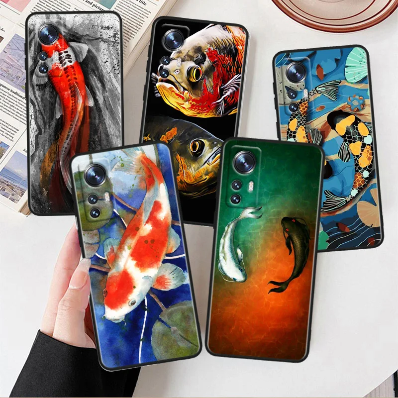 

Fish Painting Art Phone Case For Xiaomi Mi 13 10S 10 9T 9SE 8 Mix Play A3 A2 A1 CC9E Note 10 Lite Pro Black Cover
