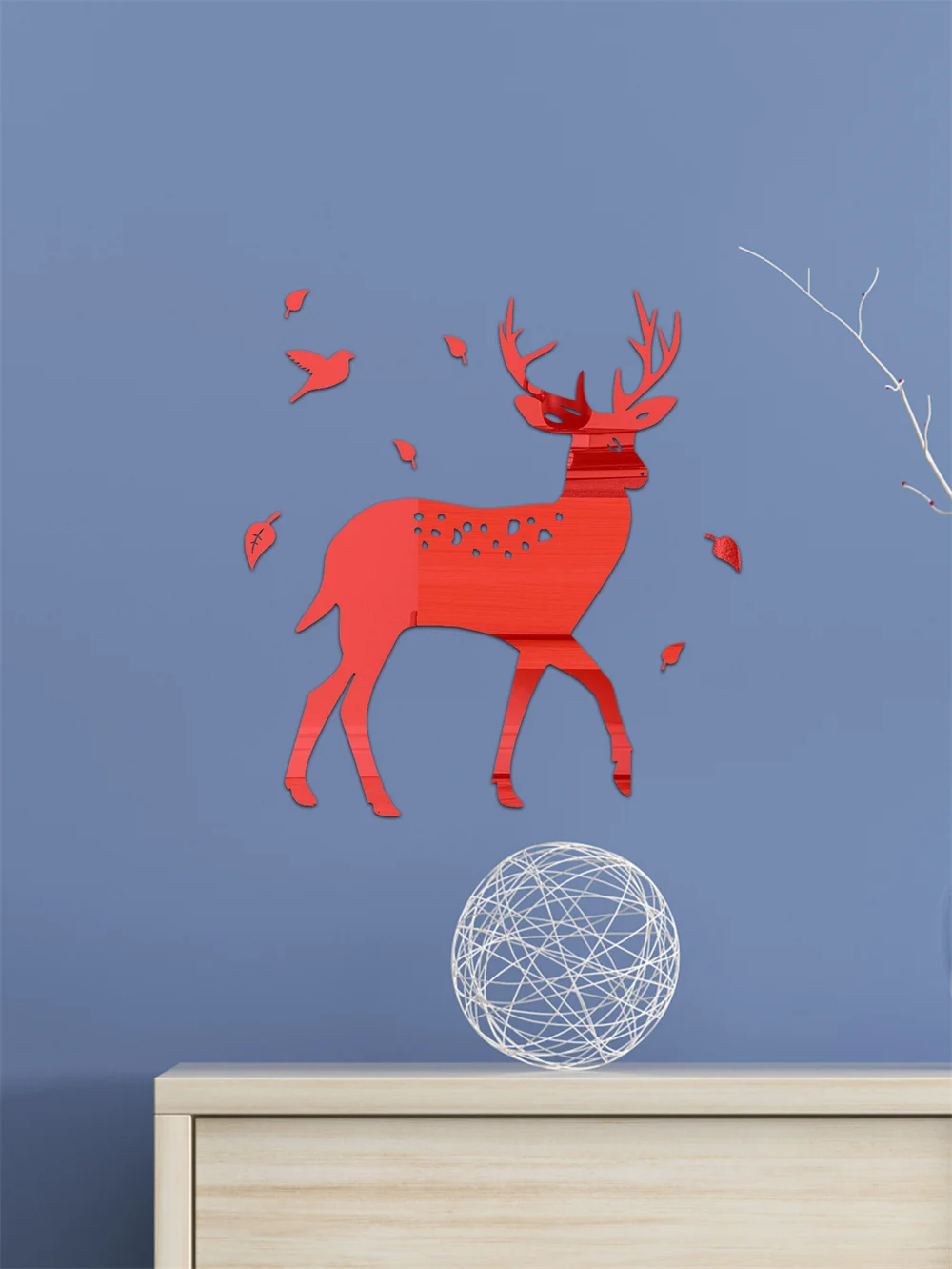1 комплект зеркальная настенная 3D наклейка в виде шлейфа оленя для гостиной