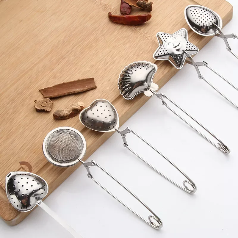 

Style Spring Spoon Tea Mesh Ball Infuser Filter Teaspoon Squeeze Creative Strainer Metal Stainless Steel Handle Spoon