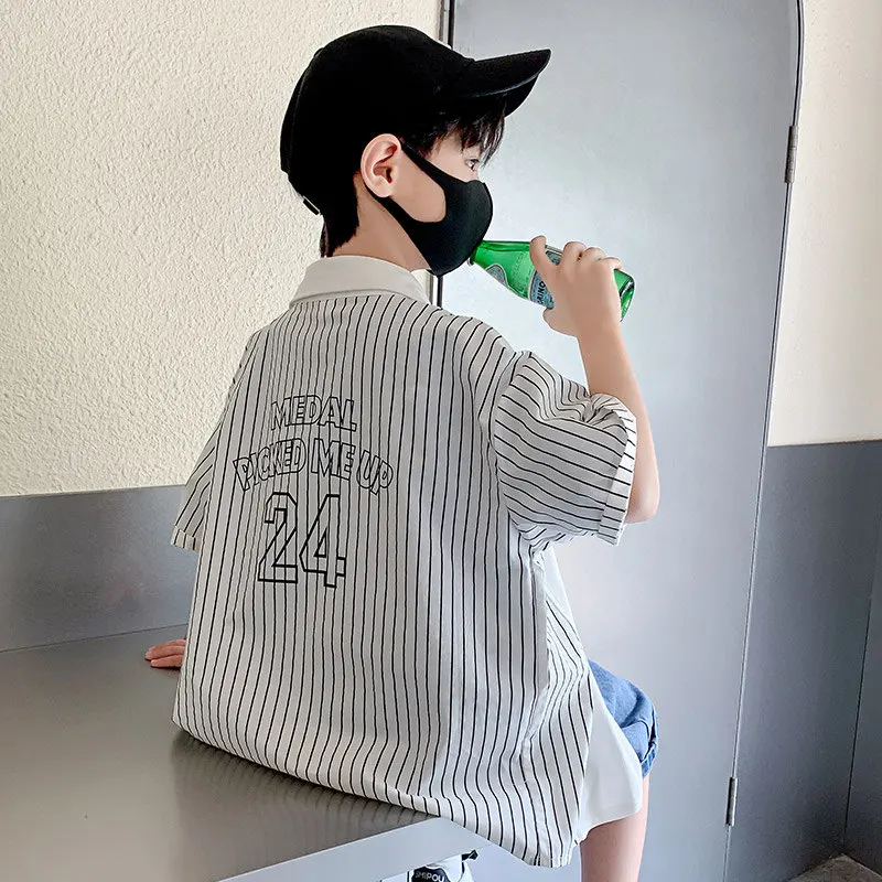 Рубашки для мальчиков-подростков Новинка лета 2022 Повседневная хлопковая блузка