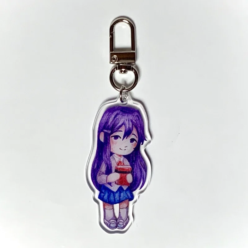 Фото Брелок из акрила 5 см с персонажами Monika, Sayori, Yuri, Natsuki, с акварельным рисунком и металлическим карабином, Doki Doki Literature Club, коллекционный подарок для сумки №5
