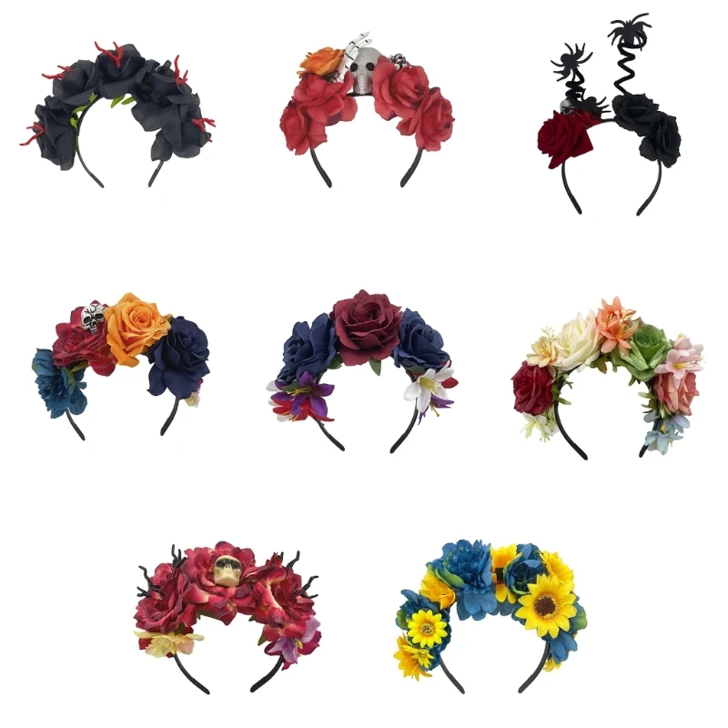 

Women Halloween Headband Simulated Flower Shape Hairband Multiple Color Hairband 264E