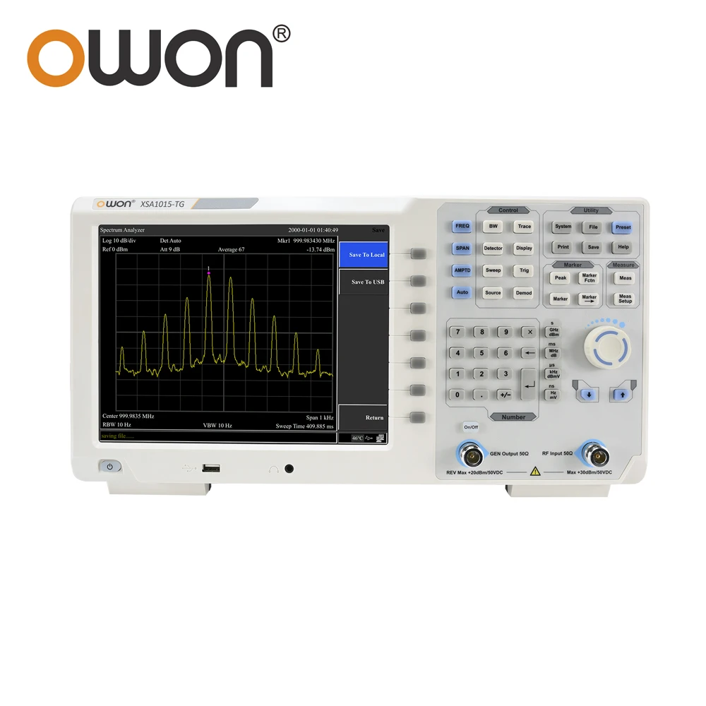 Цифровой настольный спектроанализатор OWON XSA1015TG с ЖК-дисплеем 10,4 дюйма, частотой от 9 кГц до 1,5 ГГц и трекинг-генератором 160 дБм.