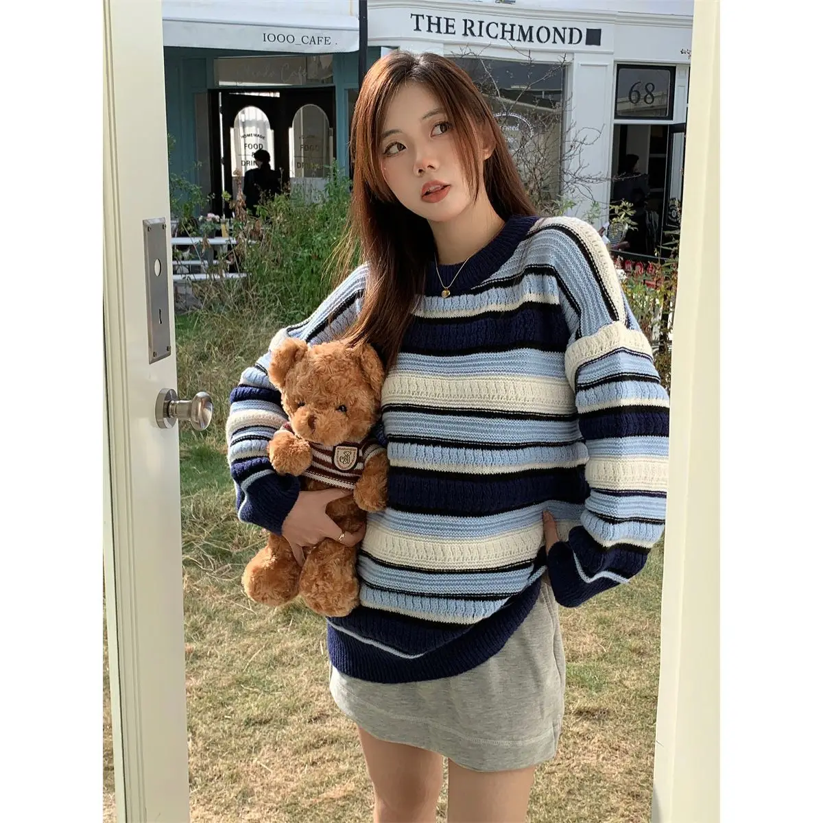 

Модный однотонный вязаный свитер, женские зимние топы, осенняя одежда 2023, Женская милая теплая забавная Весенняя парная одежда в стиле K-POP для девочек