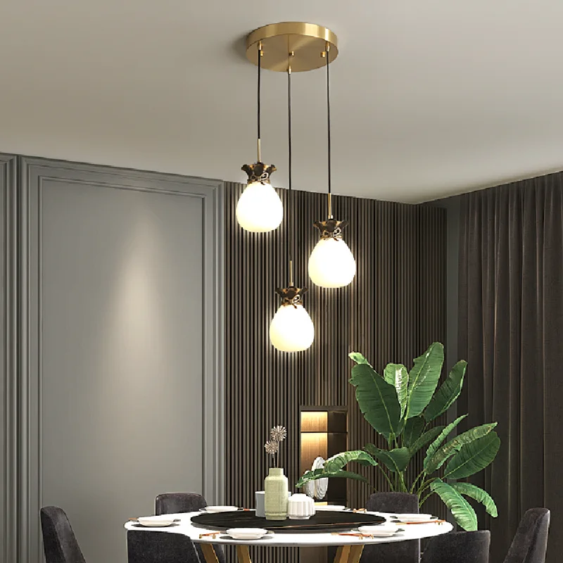 

Ceiling chandelier bedroom luxury LED chandelier personality creativity luxury modern simple brass lamp glass