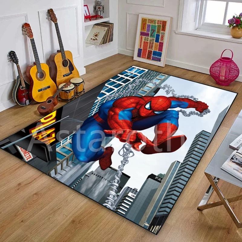 

Disney Spiderman Rug Kids Boys Spiderman Door Mat Children's Playmat Rug Captain America Carpet for Living Room Non-slip Floor
