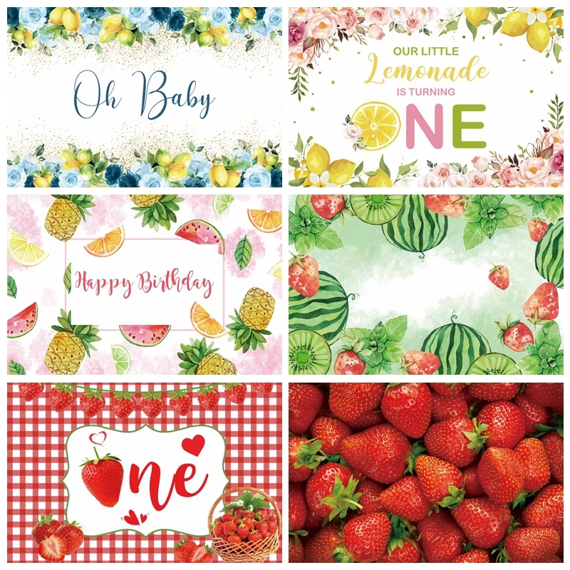 

Strawberry Fruit Photography Backdrop Baby Shower Birthday Summer Party Photographic Background Photocall Photo Studio Shoots