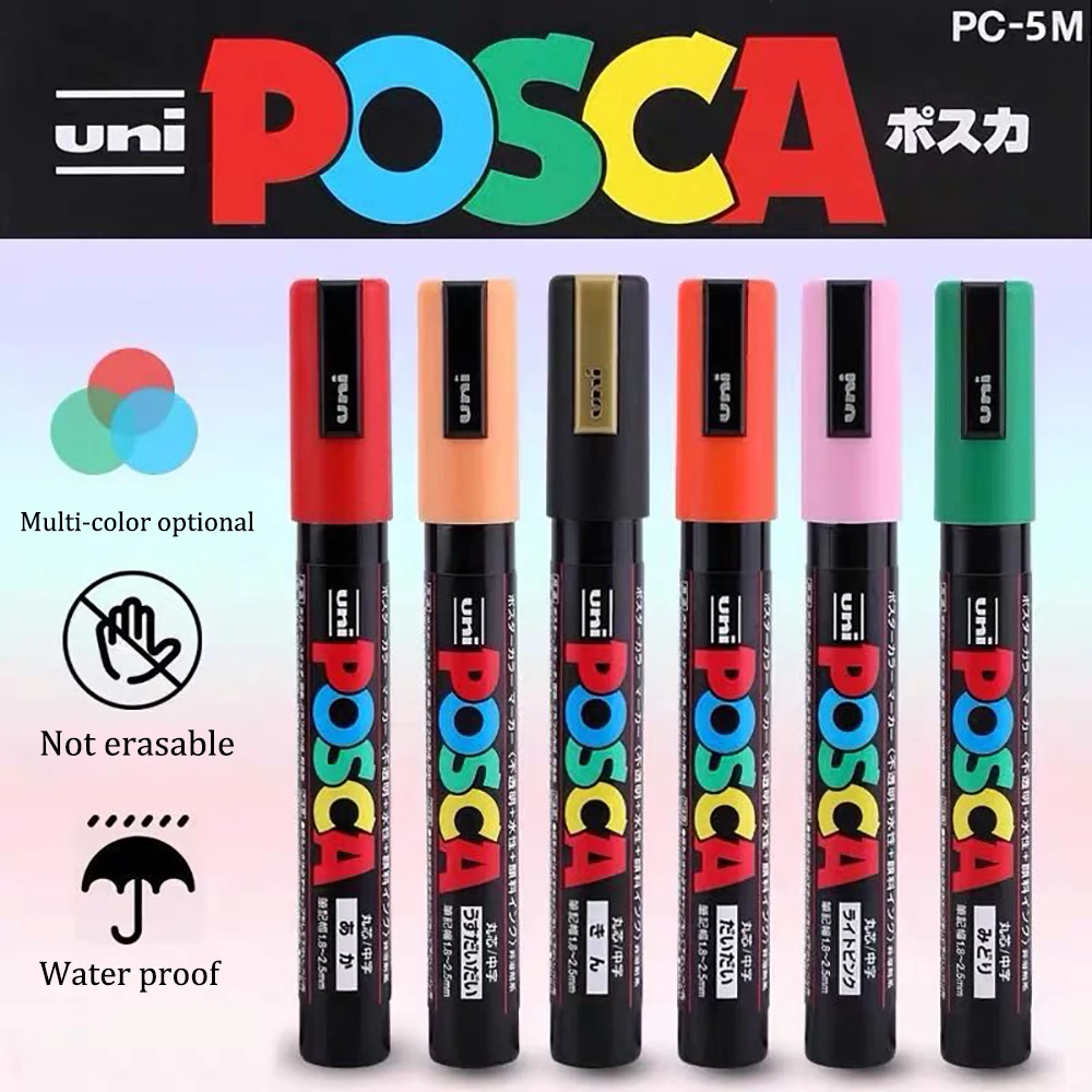 

1Pcs Uni Posca Markers PC-5M Paint Pen Medium Nib 1.8mm-2.5mm Graffiti Painting Art Supplies Stationery School Supplies Colorant