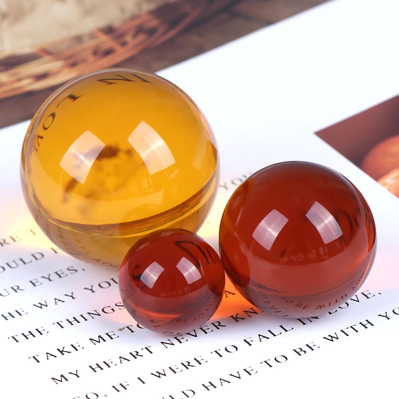 

1Pc Amber Crystal Ball Quartz Healing Sphere Photography Props Home Decor