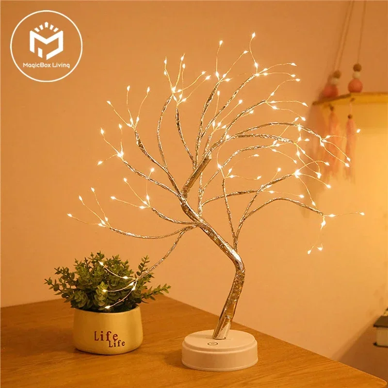 

LED Night Light Mini Christmas Tree Copper Wire Light Home Bedroom Decoration Fairy Tale Holiday Lighting Desktop Decoration