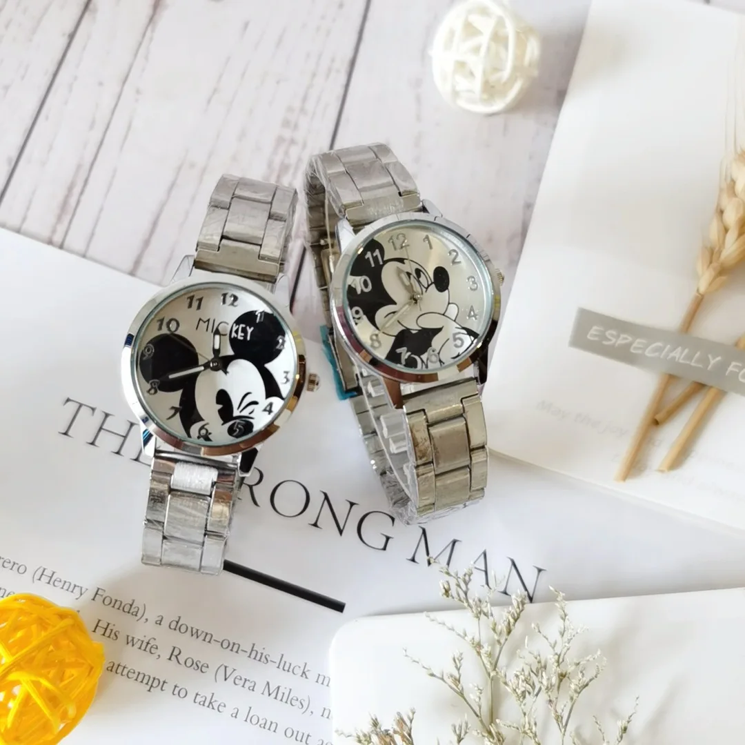 

Disney Mickey Minnie Watch Quartz Movement Stainless Steel Watch Strap Life Waterproof Birthday Gift For Children Four Styles