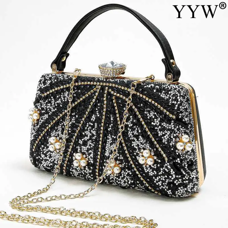 Vintage Women Clutches Bag Evening Bags Women Beading Rhinesrone Bags Handbag Crossbody Bags Wedding Party Purse Bolsas Mujer