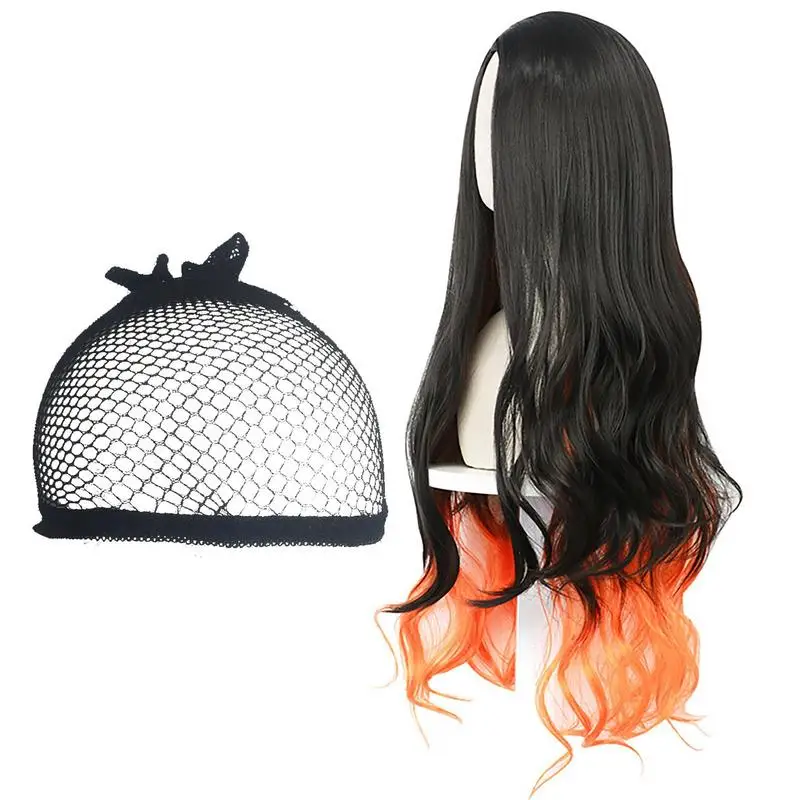 

Длинные волнистые аксессуары для косплея Kamado Nezuko для женщин и девочек