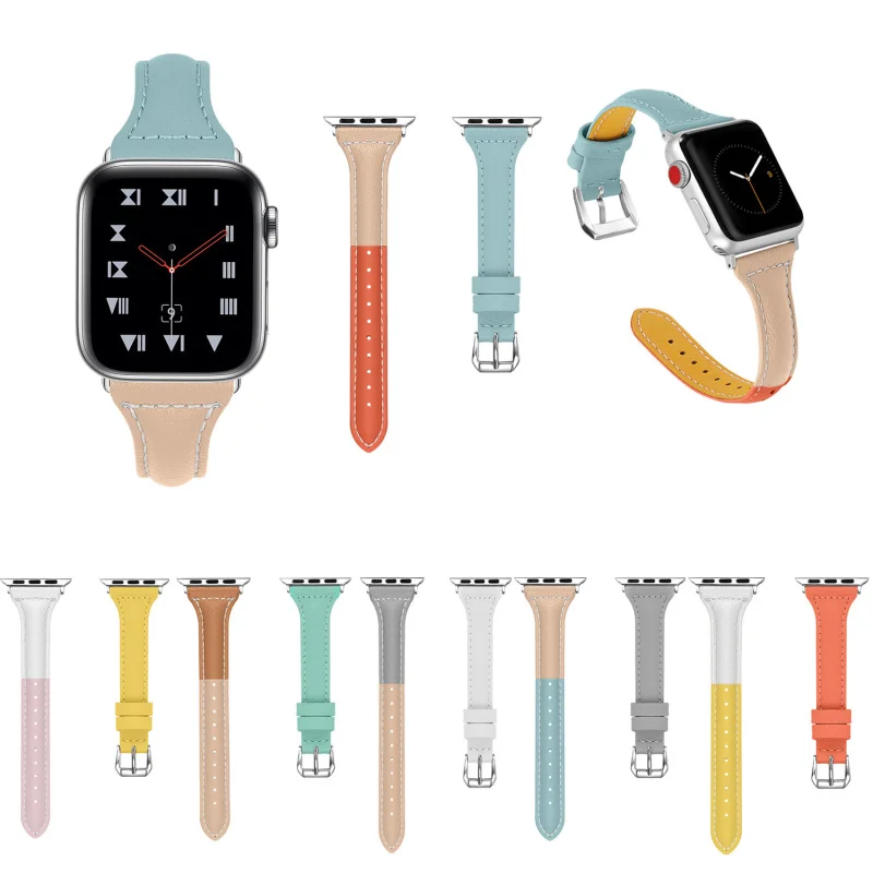 

Ремешок кожаный Т-образный для Apple Watch 6 5 4 3, 38 мм 40 мм 42 мм 44 мм