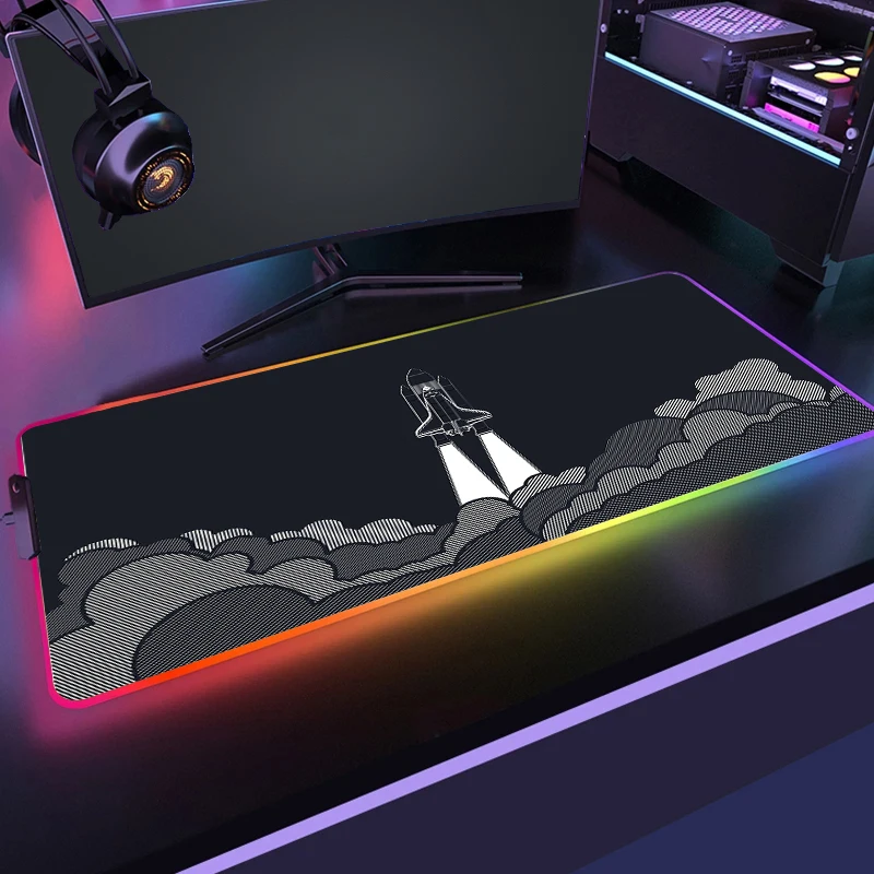

Rocket LED Light Mousepad RGB Keyboard Cover Desk-mat Colorful Surface Mouse Pad Waterproof Multi-size Computer Mat Gamer CS GO