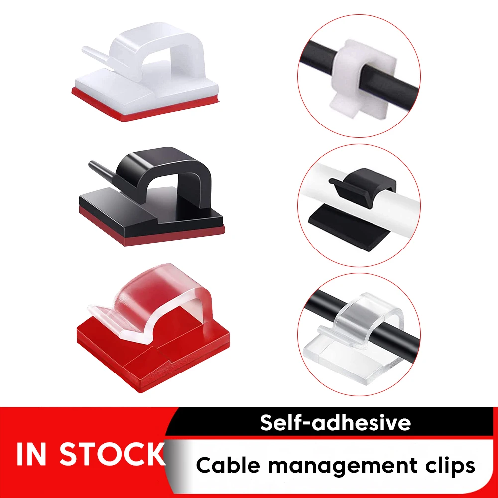 

10/20/50PCS Self-adhesive Cable Organizer Clips Wire Winder Holder Earphone Mouse Cord Clip Protector USB Cable Management Clips