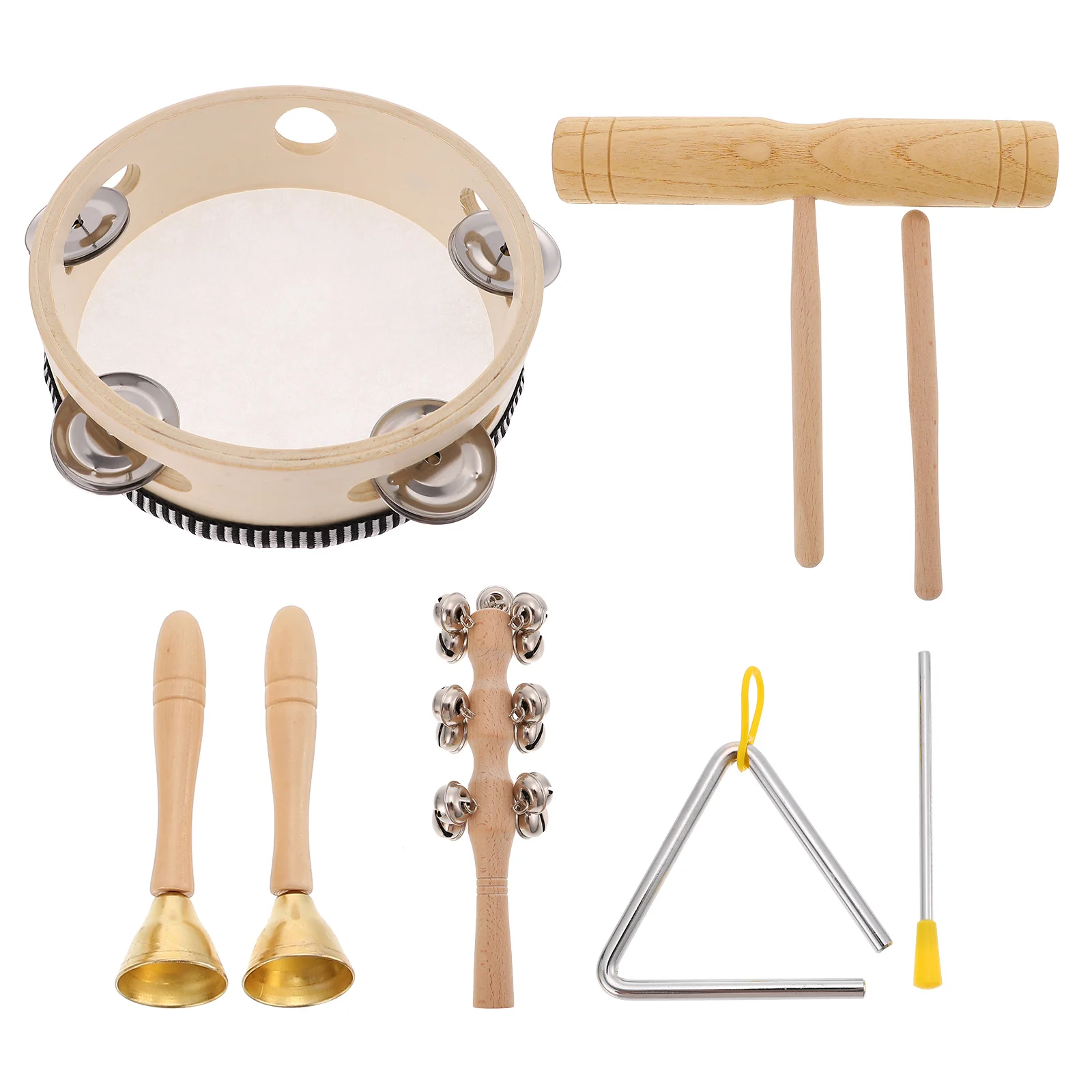 

Tambourine Instrument Percussion Wood Drumrow Wooden Children Musical Claves Double Jingle Bell Handheld