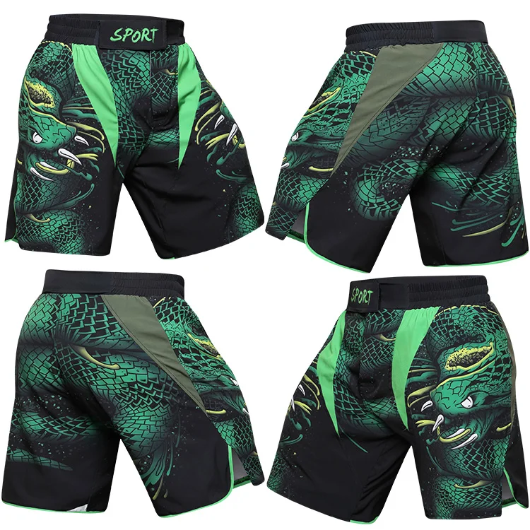 MMA BJJ Rashguard Rattlesnake Boxing Sport Suit Men Gym Clothing KickBoxing Muay Thai Shorts Compression Shirt Pants Running Set images - 6