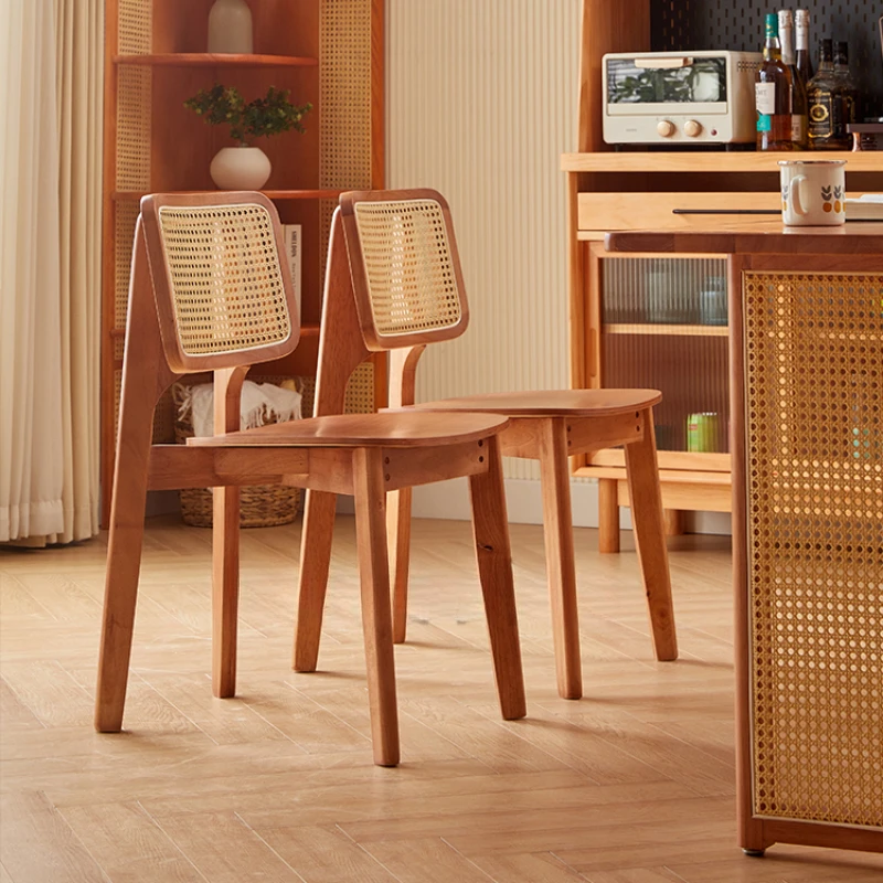 

Rattan Kitchen Wooden Dining Chairs Living Room Mid Century Ergonomic Dining Chairs Restaurant Cadeira Home Furniture MR50DC