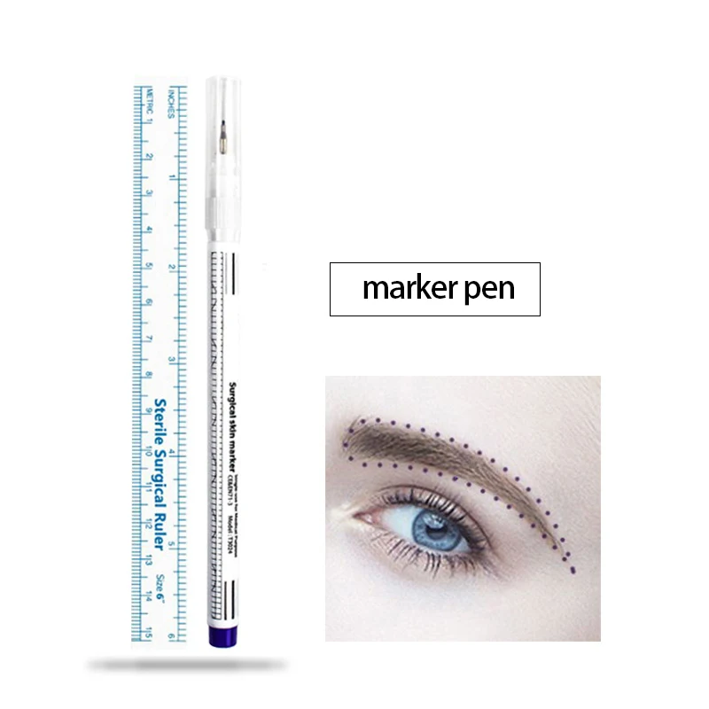 

Surgical Skin Marker for Eyebrow Skin Marker Pen Tattoo Skin Marker Measure Measuring Ruler Set