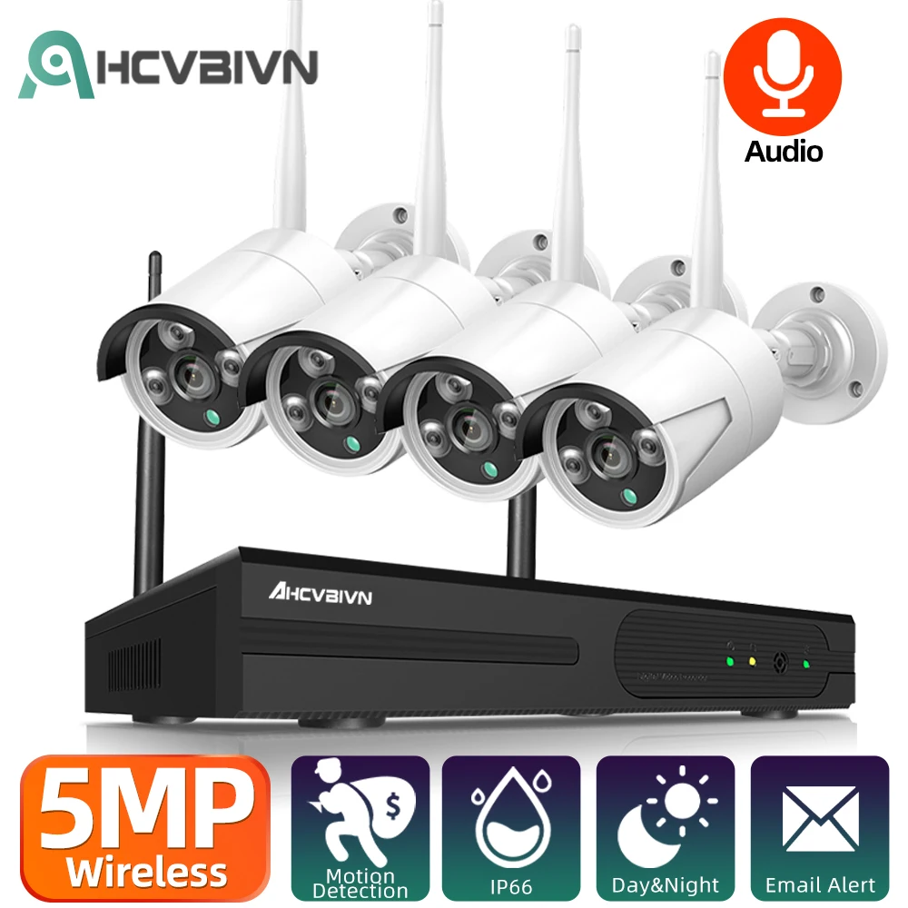 

8CH 5MP WiFi NVR 4PCS 5.0MP IR Night Vison Outdoor Day&Night CCTV Wireless IP Camera Home Security Camera Surveillance Kit P2P