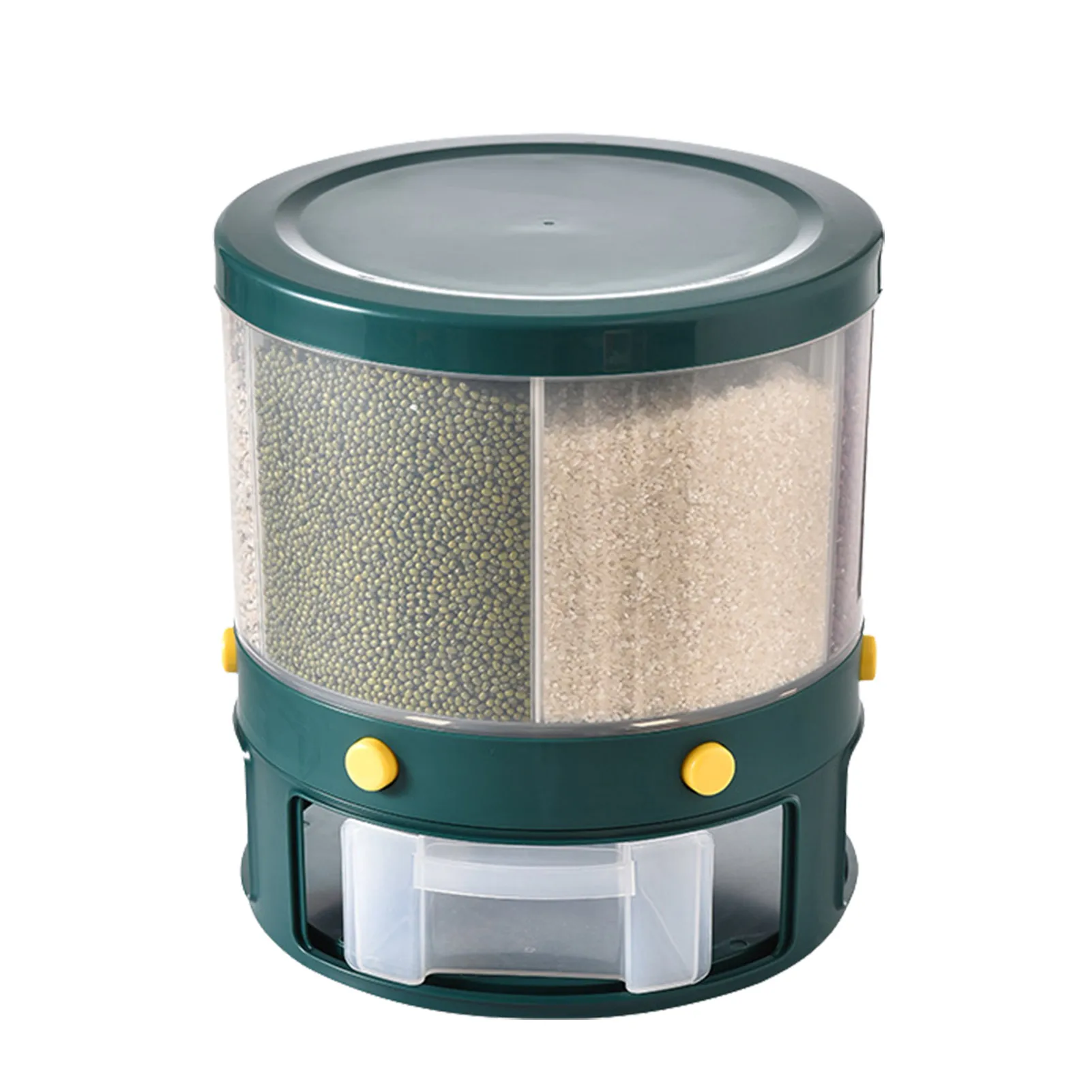 

Cereal Dispenser 6-Grid Rice Bucket Dispenser Rotatable Cereal Dispenser Bucket Pressing Rice Container For Kitchen Rice Soybean