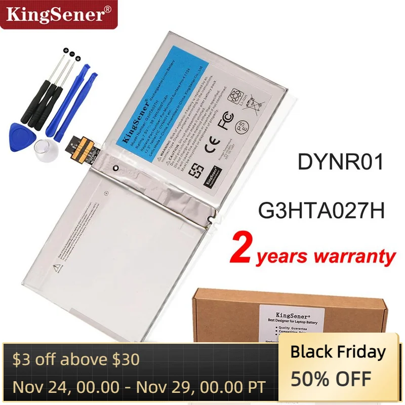 

Аккумулятор KingSener G3HTA027H DYNR01 для ноутбука Microsoft Surface Pro 4, 1724, 12,3 дюймов, планшет 7,5 в, 38, 2 Вт/ч, 5087 мАч
