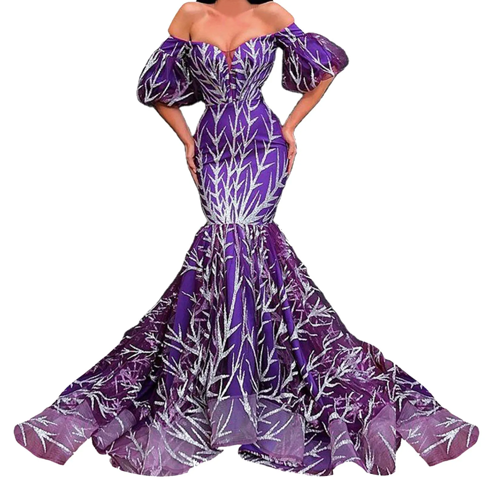 

Women's Strapless Bramble Dress With Fishtail Patchwork off Shoulder Dress for Women Formal