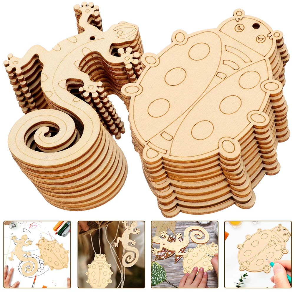 

4 Bags Vwood Pieces Cutouts Craft Ornament Crafts DIY Material Supplies Accessories