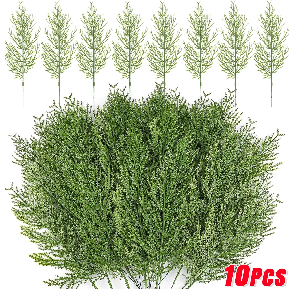

10/1Pcs Artificial Pine Branches Fake Plants Christmas Tree Ornament Decorations For Home DIY Garland Gifts Box Wedding Flowers
