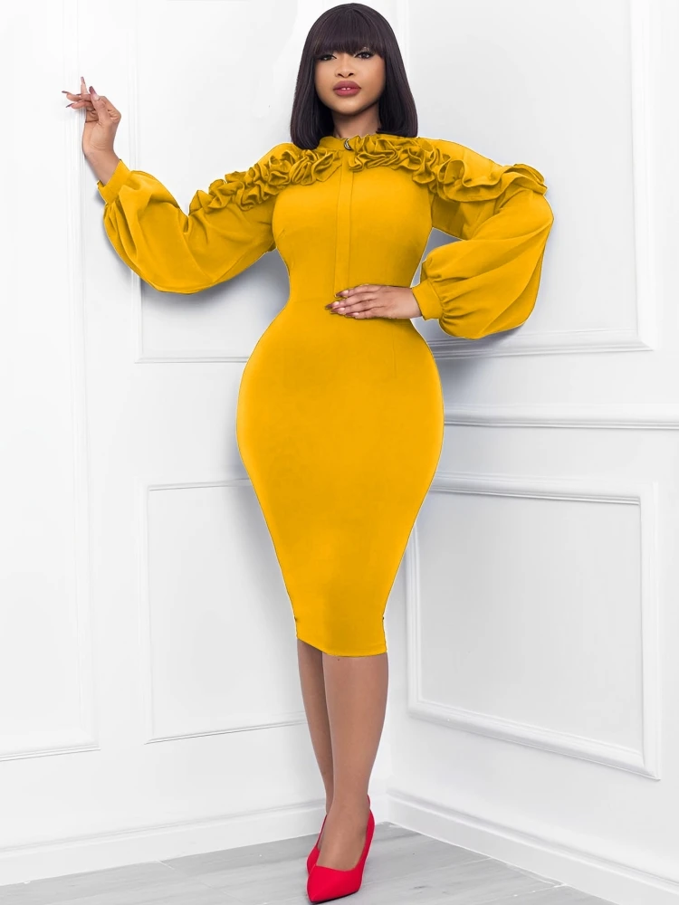 

African Dress For Women 2023 Bodycon Birthday Party Long Sleeves Christmas Elegant Event Africa Evening Coming Midi Dresses