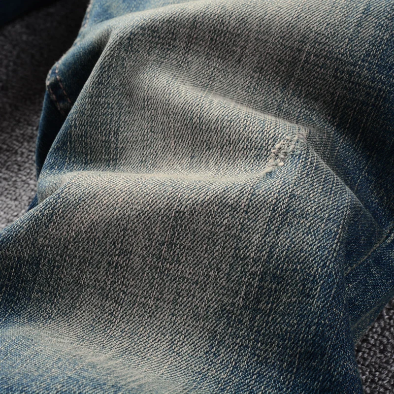 Italian Style Fashion Men Jeans Retro Blue High Quality Elastic Slim Fit Ripped Jeans Men Trousers Vintage Designer Pants Hombre