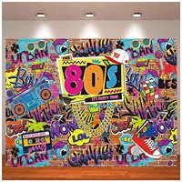80s Party Photography Backdrop Hip Hop Rock Punk Music Disco Retro Adult Birthday Colorful Graffti Brick Wall Decor Background